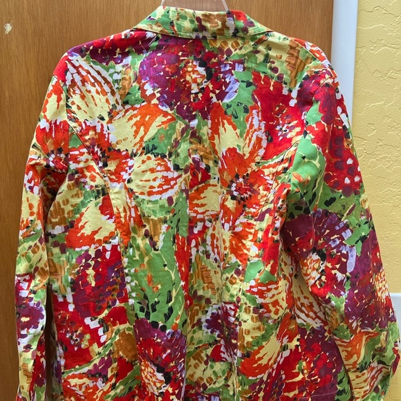 2 Additions by Chico’s Women’s Sz 3 Jacket’s Floral yellow orange tan pink - Picture 5 of 14